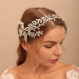 BERYUAN Bridal Rhinestone Wedding Hair Accessory for Bride Women and Girls Crystal Wedding Hair Vine Silver