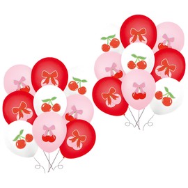 18PCS Cherry Balloons, Red and Pink Balloons for Cherry Birthday Decorations, Birthday Decorations, Summer Party, Wedding, Valentine's Day Celebration