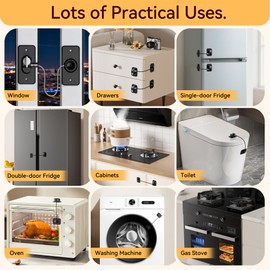 2 Pack Refrigerator Door Lock with Adhesive, No Tools Required, Child Proof Fridge Door Lock for Kids and Pets, Self Adhesive Latch for Freezer, Cabinets, Drawers, Windows (Patent)