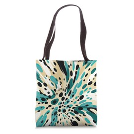 Teal Black Creme Leopard Pattern Boho Style Pattern Tote Bag