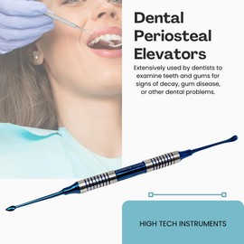 Dental Buser Periosteal Elevator with Hollow Handle Blue Titanium Coated Made of Stainless Steel to Use for Root & Extraction Elevator Composite Restorative Implants