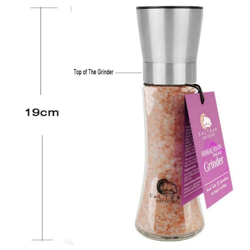 SALTEAN Himalayan Pink Salt Adjustable Grinder Tall |FOOD GRADE- COARSE