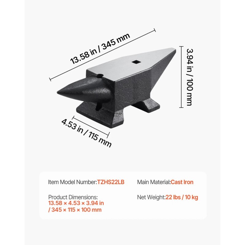 VEVOR 22lbs Blacksmith Anvil Steel Heavy Duty Premium Quality for
