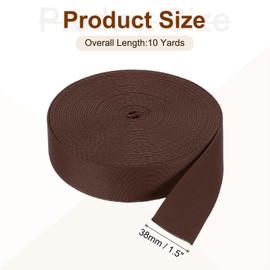 sourcing map 10 Yards Nylon Webbing Strap, 1 3/8-inch(38mm) Flat Webbing Straps Nylon Heavy Duty Webbing Strap for Luggage Strap Backpack Repairing DIY Crafting, Dark Brown