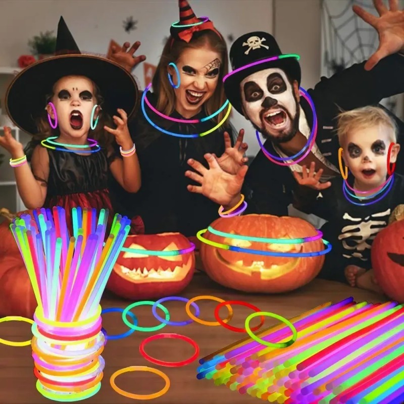 Pack de 100 Pulseras Neón Luminosas YOSGO para Fiestas y