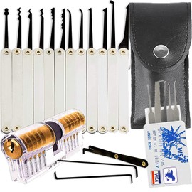 20 Pieces Lock Picking Set, Lock Picking Tools with Training Locks and Credit Card Lock Pick Tool Kit for Lockpicking, Extractor Tool for Beginner & Locksmith Training