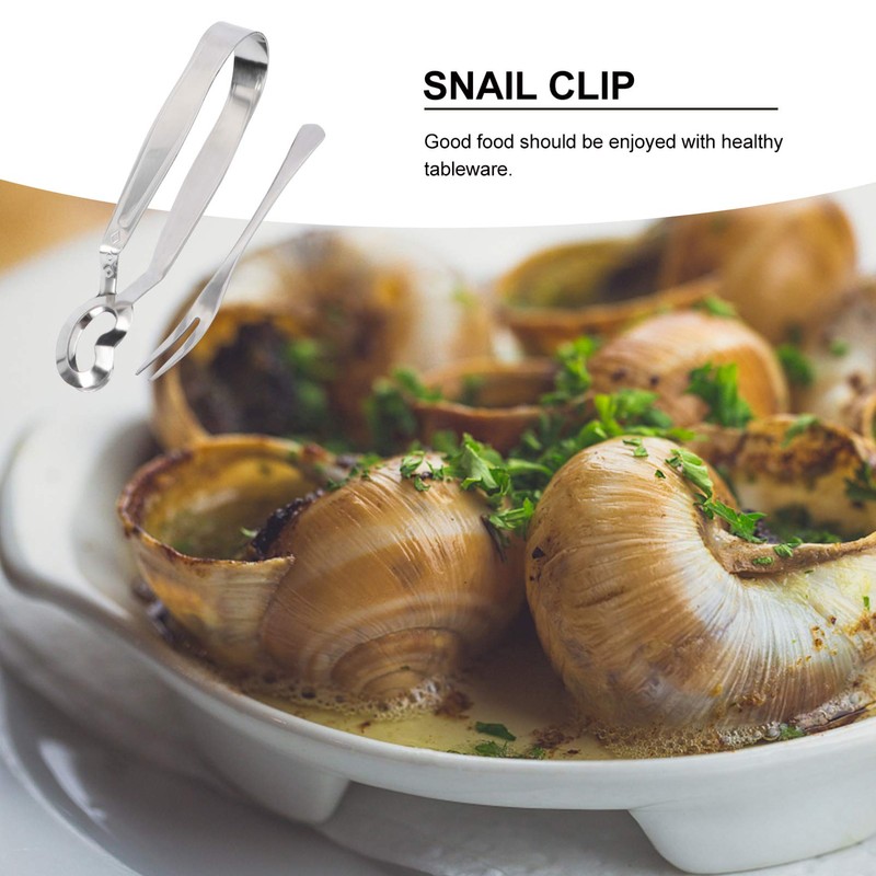 Cabilock 4Pcs/ 2Set Snail Tong and Fork Stainless Steel Snail