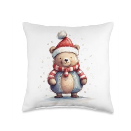 Icebear theme Christmas Danish Design Polar Bear Winter Throw Pillow, 16x16, Multicolor