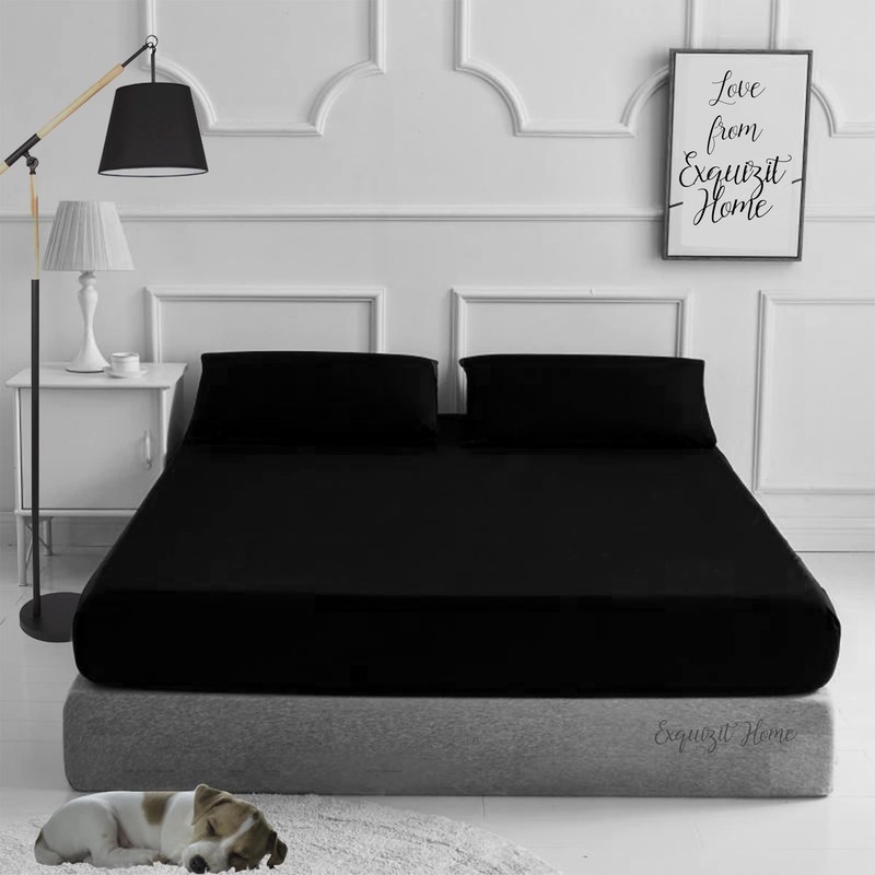 EXQUIZIT HOME Fitted Bed Sheet With Matching FREE 2 X
