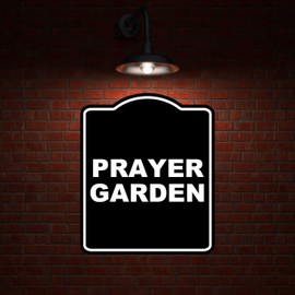 PRAYER GARDEN BLACK Minimalist Aluminum Composite Sign 8.5 x 10 inches