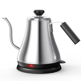 Smooher Electric Gooseneck Kettle, Pour Over Coffee Kettle Pot Portable Cordless Teapot, Stainless Steel BPA-Free Tea with Auto Shut-Off Protection, Quick Heating, 1000 Watt, 0.8L, Silver
