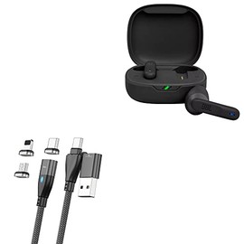 BoxWave Cable Compatible with JBL Vibe 300 TWS - MagnetoSnap PD AllCharge Cable (100W), Magnet PD 100W Charging Cable USB Type-C Micro USB for JBL Vibe 300 TWS - Jet Black