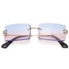 Rectangle Sunglasses for Men/Women Small Rimless Square Shade Eyewear (Blue