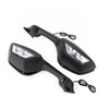 Minho Motorcycle Rearview Mirrors with Built-In Turn Signals Fit for