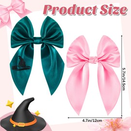 Yuxung 2 Pcs Witch and Princess Hair Bow Clip Pink and Green Hair Accessories for Girls Women Costume Outfits Party Favors Gifts
