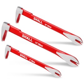 SHALL 3-Piece Nail Puller Tool Set, 12’’, 10’’, 8’’ - Heavy Duty & Mini Cats Paw Pry Bar, Utility Claw Bar, Wonder Bar, 40Cr Alloy Steel Crowbar Tool for Home Remolding & Woodworking