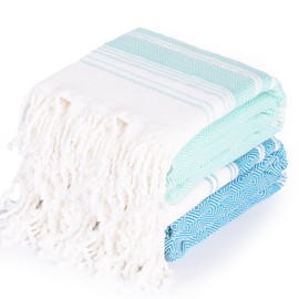 Vikumond Thin Turkish Beach Towel Lightweight Soft Cotton Extra Large XL Oversized Sand Free Sandproof Absorbent Quick Dry Towels Cloud Bath Pool Travel Compact Essentials Accessories for Adult Gifts