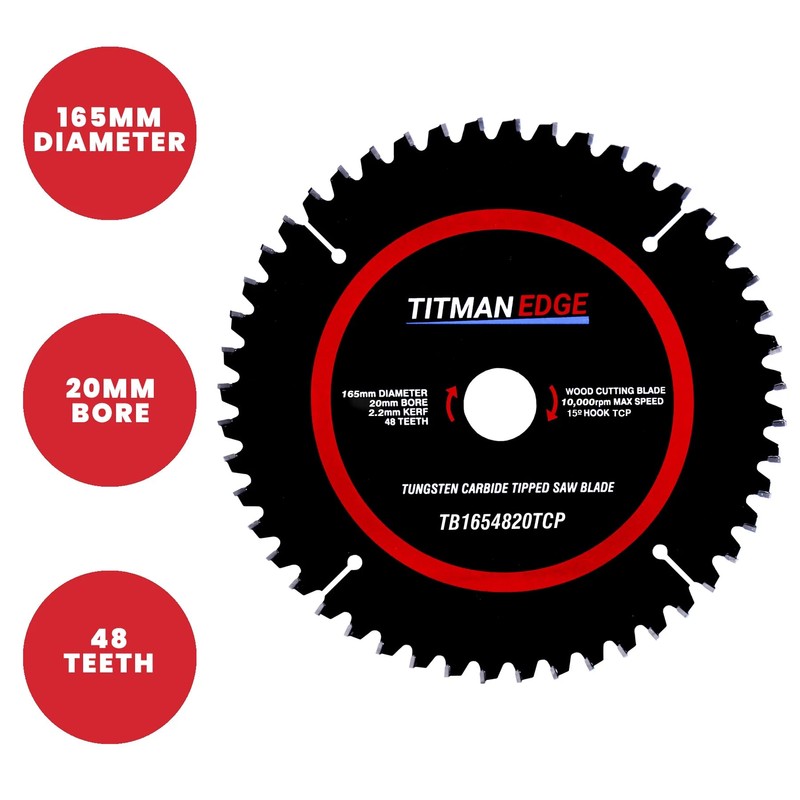 3 x 165mm Dia Plunge Saw Blades 24 & 48
