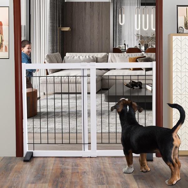 ZJSF Free Standing Indoor Dog Gate for The House Expandable