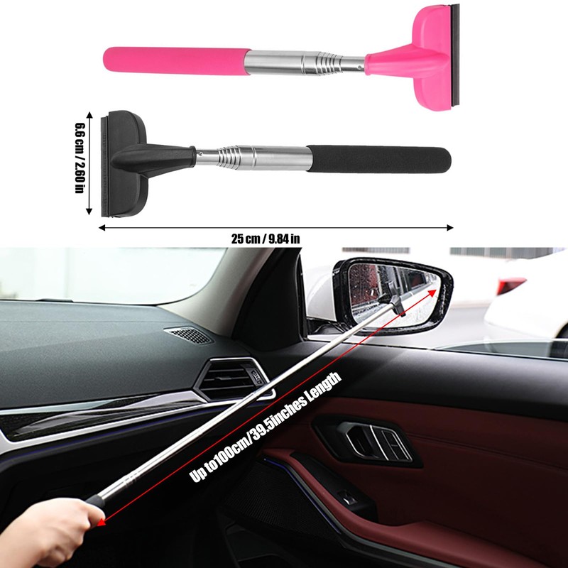 2Pcs Car Window Mini Squeegee, Portable Tiny Car Side Mirror