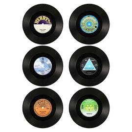 6-Piece Vintage Record Coaster Set, Vinyl Coasters, Drinks Coasters, Offers the Best Protection for the Table, DJ Gifts