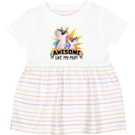 inktastic Awesome Like My Mom Cute Unicorn Family in Sunglasses Infant Dress 24 Months White with Stripes 3f0f7
