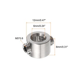 sourcing map 4pcs 6mm Drill Stop Collar Set Depth Stop, Adjustable Stainless Steel Drilling Limit Ring, Anodizing Surface Dowel Shaft Chuck Positioner with Hex Wrench, Silver