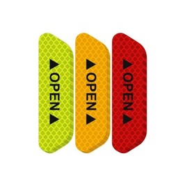 12PCS Reflective Open Prompt Stickers for Car Door, 3.6 Inch Auto Safety Warning Decals, Night Visibility Anti-Collision Protective Strip, Car Decoration Accessories for Truck, SUV, Van