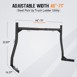 Trucks Ladder Rack-Adjustable Steel Truck Bed Ladder Rack, Extendable 46-71 Inch,800 Lbs Capacity, Universal Fit for Pickup Trucks, Ideal for Canoes, Surfboards, Ladders, Lumber, Tents