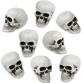 BOAO 8 Piezas Calaveras de Halloween de Aspecto Realista, Calaveras de Esqueleto Humano, Calavera para Halloween, Bar, decoración de Mesa del hogar, S