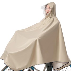 Avect Long Raincoat, For Bicycles, Unisex, One Size Fits Most, Lightweight, Backpack Compatible, Transparent Visor, Khaki