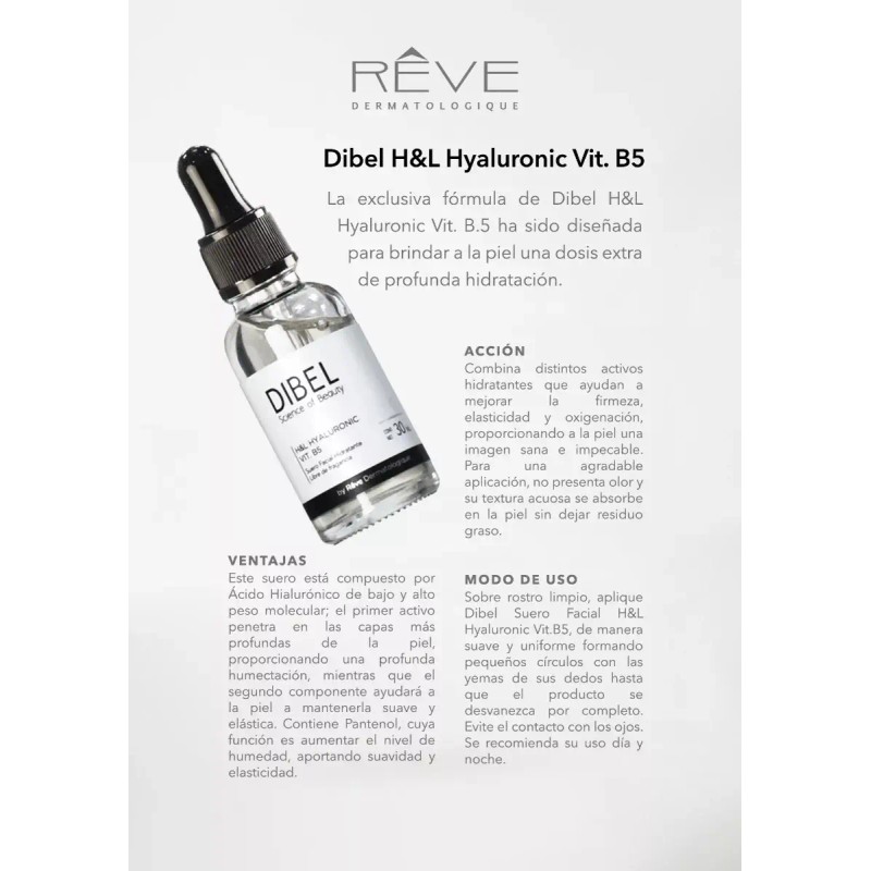 Reve Dermatologique Dibel H&l Hyaluronic Vit B5 Suero 30ml