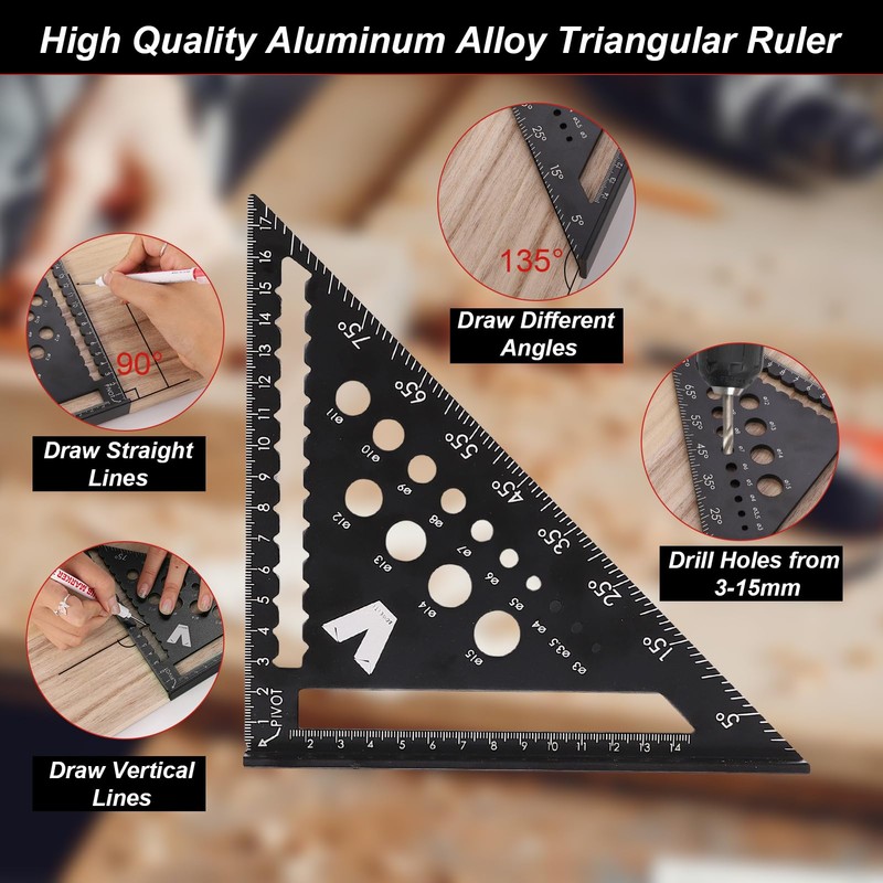 Carpenter's Square Set, 18 cm and 30 cm Triangle Ruler,