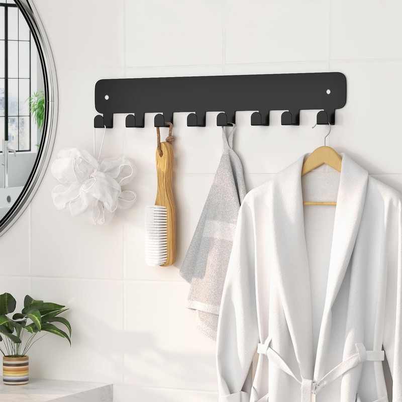 pickpiff Key Holder Wall Mount, Adhesive Key Rack with 8