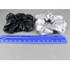 Silver Black pack 2 lamé lame shiny fabric stretch ponytail