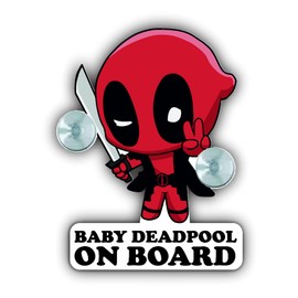 Geschenkschilder Baby Deadpool Sign for Car Child Toddler Girl Boy Name Funny Idea for Parents Mum Dad Child Safety 90 x 120 mm Suction Cup Extra Strong 1 Piece Sticker