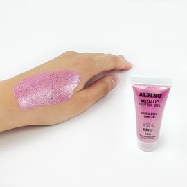 Metallic Glitter Gel Alpino Fiesta Pink Format, Pack of 6, Metallic Glitter Gel with Pink Base, Liquid Purple, Liquid Purple