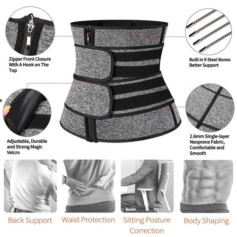 KIWI RATA Mens Workout Waist Trainer Corset Neoprene Sauna Sweat