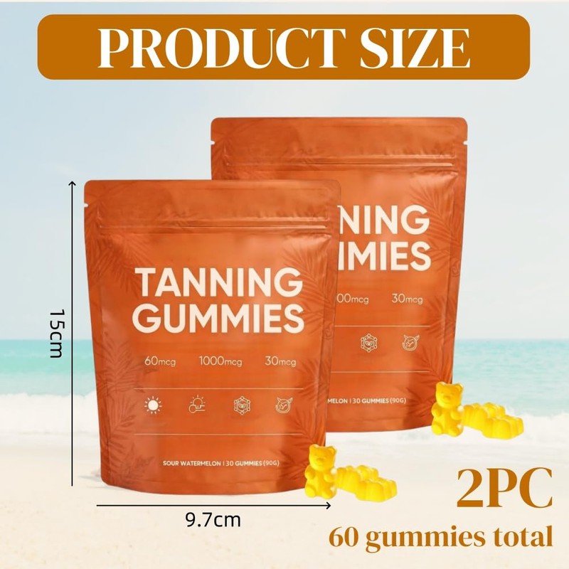 Gummies Autoabbronzante, gomme abbronzanti della pelle, 60 Stück mix beta-C-arotene