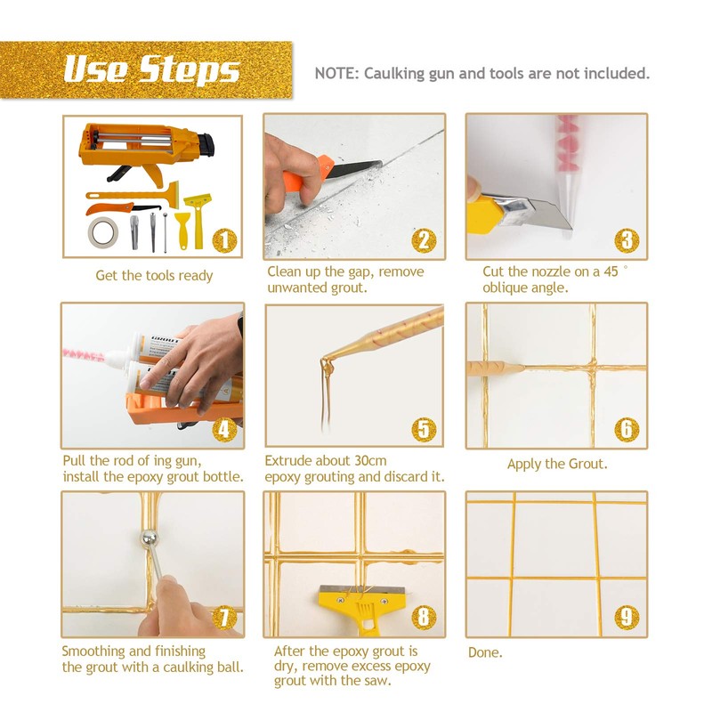 NADAMOO Epoxy Grout Beige, Dual Tubes Waterproof Tile Grout 19oz