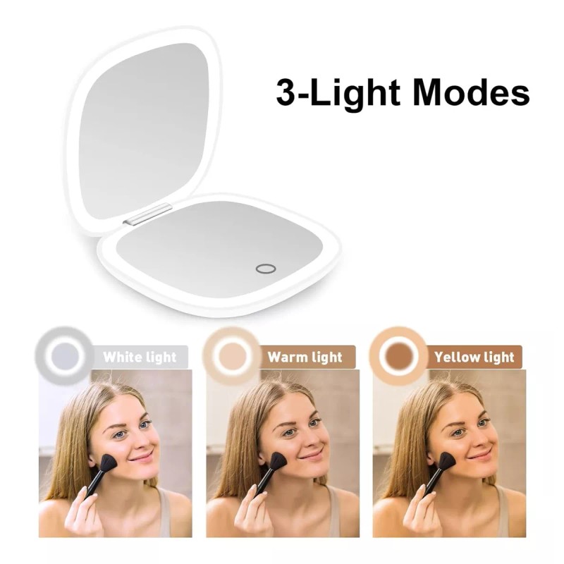 generic Espejo De Maquillaje Luz 1x /10x, Carga Usb, Portátil
