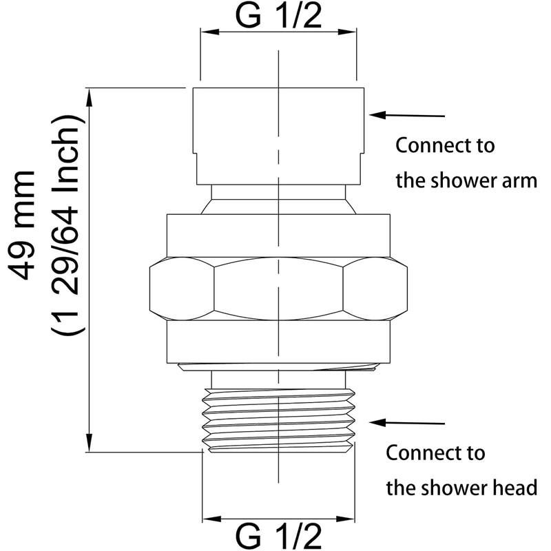 Brushed Gold Shower Head Adapter, Biveah Brass Shower Arm Swivel