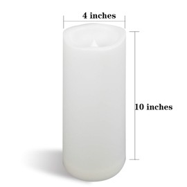 Large Outdoor Waterproof Battery Operated Flameless Candle Remote Timer 4”(D) x10”(H) Big White Plastic Resin Bright Flickering Electric LED Pillar Lantern Patio Garden Home Wedding Party Decorations