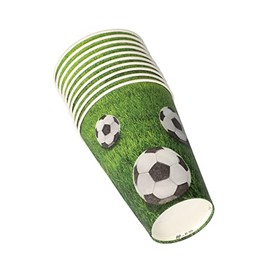 PAPSTAR Drinking Cups, Cardboard 0.2 L, Diameter 7 cm, 9.7 cm, Football 88647 Paper Cups, Disposable Cups, Football, Pack of 10