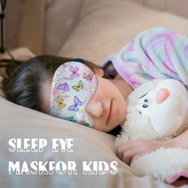 Cute Cartoon Sleep Mask for Kids Gift,Kids Sleep Mask for Girls Boys,Teen Sleeping Masks with Soft and Smooth Adjustable Strap,Color Butterfly