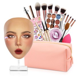 Banugo Makeup Practice Face Board, Silicone Makeup Mannequin Head for Facial Practice, Doll Head Makeup Kit for Girls, 5D Face Makeup Set, Doll Repainting Practice Makeup