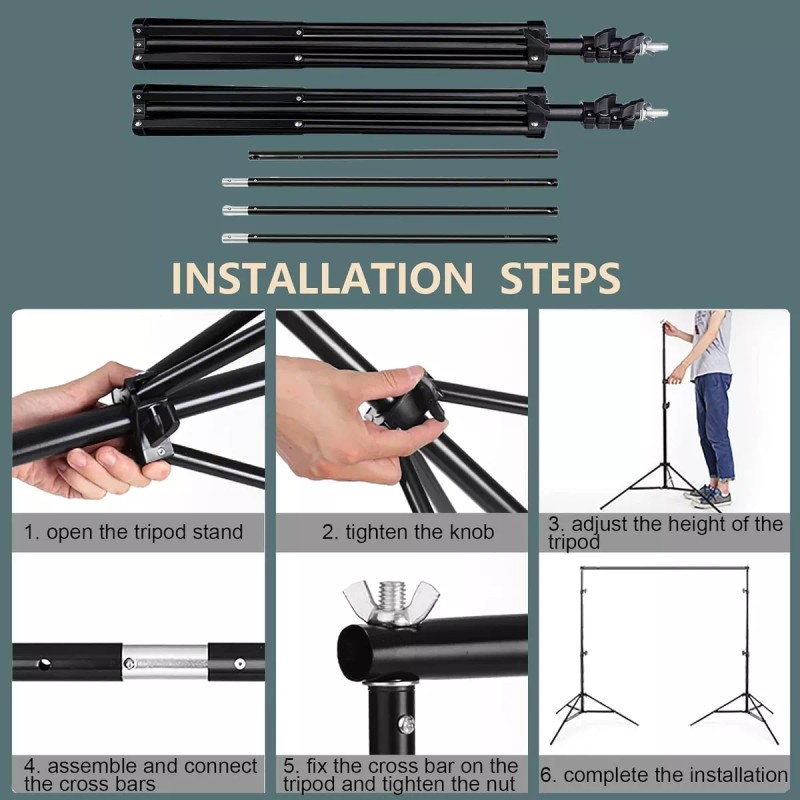 YADILALA Portafondos Fotográfico Ajustable Profesional 2*3m Con Clips