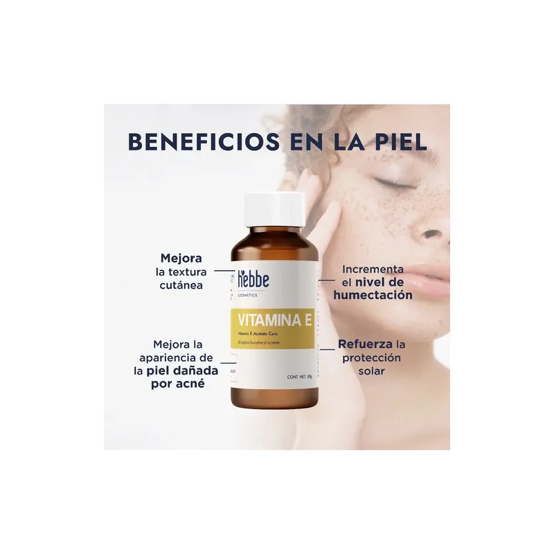 Vitamina E Hebbe Cosmetics Aceite Antioxidante 50g Cabello y Piel