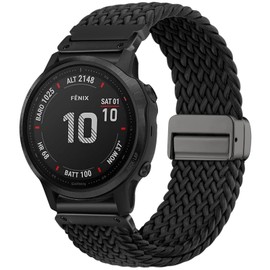 CUNUJIX Quickfit Braided Bracelet Replacement for 20 mm Garmin Fenix 7S/Fenix 6S/Fenix 5S/Fenix 8 43 mm/epix Pro 42 mm, Loop Magnetic Stretchy Nylon Fabric Strap for Garmin 7S Solar/6S Pro/5S Plus,