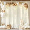 Cream White Backdrop Curtains with Lights for Parties,10x10FT Wrinkle Free